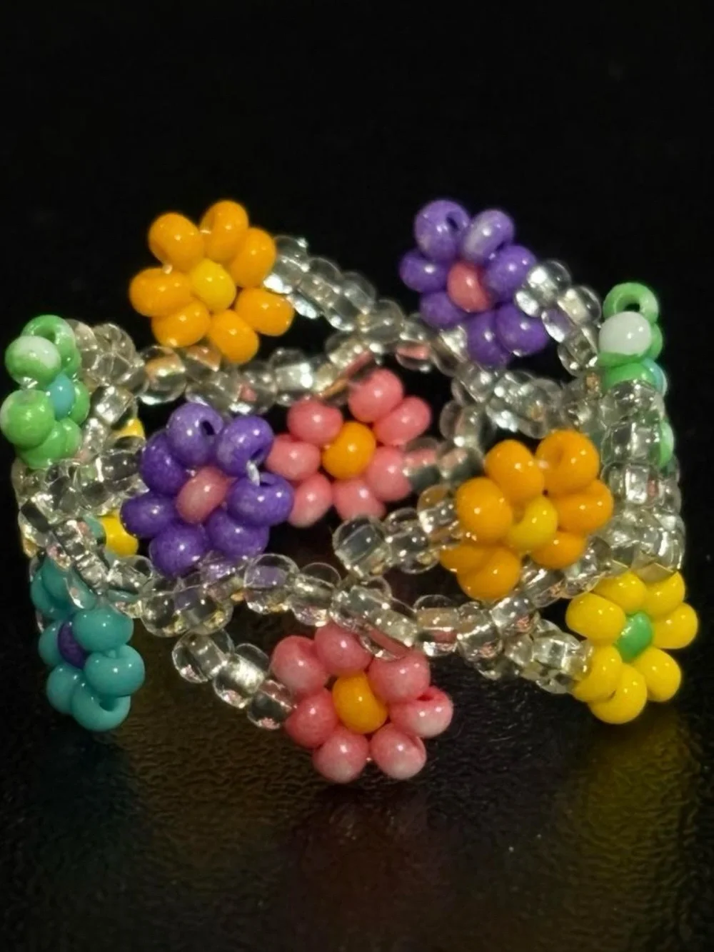 Multicolor Bead Floral Ring - Women's Jewelry